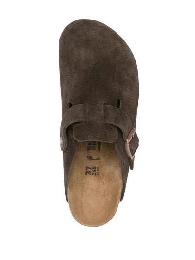 Birkenstock Boston Unisex Suede Mule In Brown