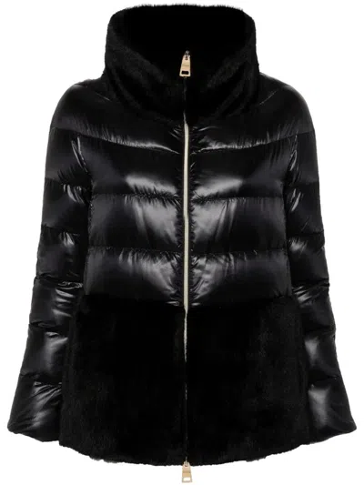 Herno Ultralight Nylon And Lady Alternative Fur Cape Clothing In Multi