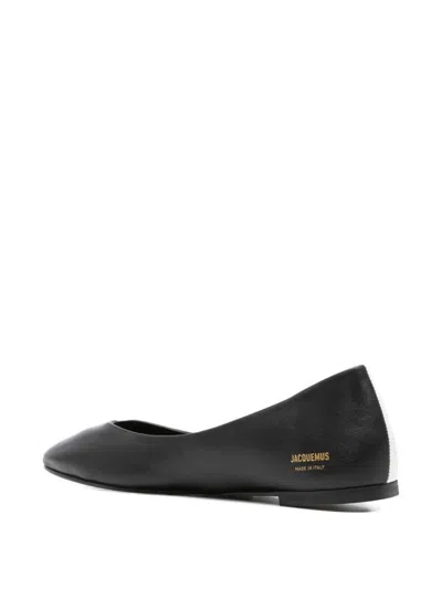 Jacquemus Les Ballerines Ovalo In Two-toned Leather Shoes In Black