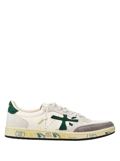 Premiata Low-top Sneakers With Perforated Detailing And Distinctive Logo In White