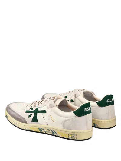 Premiata Low-top Sneakers With Perforated Detailing And Distinctive Logo In White