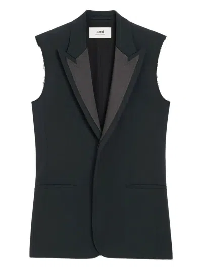 Ami Alexandre Mattiussi Ami Paris Anthracite Grey Wool Vest Women In Multi