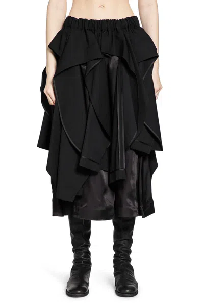 Noir Kei Ninomiya Deconstructed Wool Gabardine Midi Skirt In Black