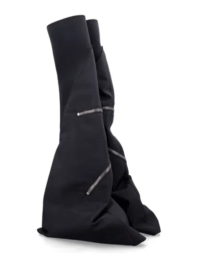 Rick Owens Drkshdw High Shaft Pointed Toe Cargo Boots In Black