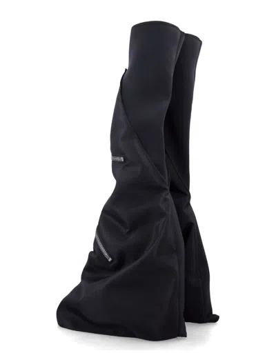 Rick Owens Drkshdw High Shaft Pointed Toe Cargo Boots In Black