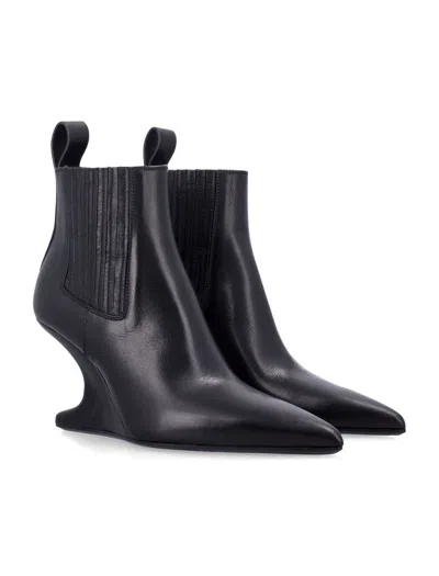 Rick Owens Ankle Boot With Pointed Toe And Sculptural Heel In Black