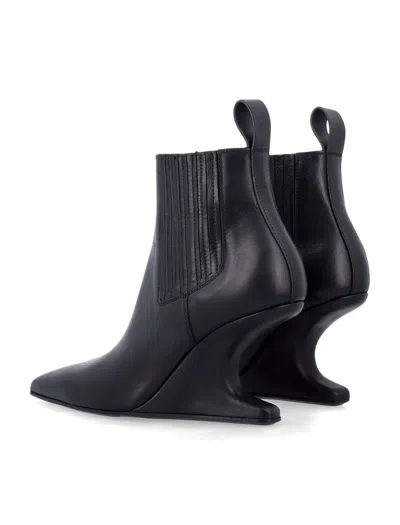 Rick Owens Ankle Boot With Pointed Toe And Sculptural Heel In Black