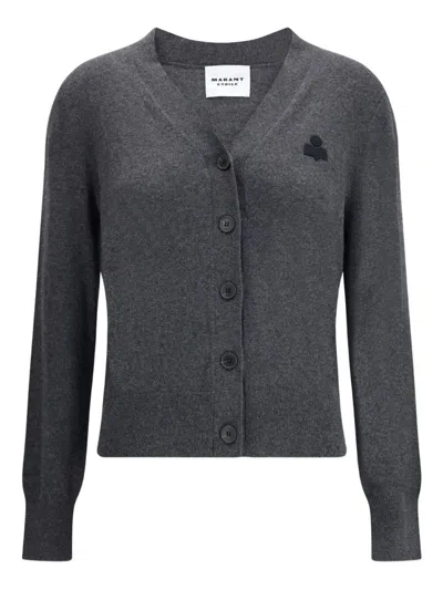 Isabel Marant Étoile Relaxed V-neck Top Ribbed Cuffs In Gray