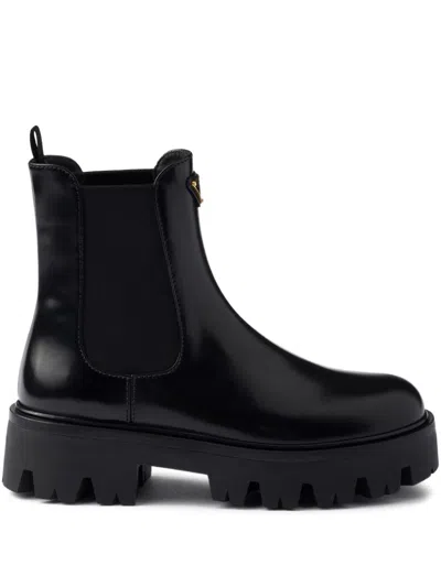 Prada Ankle Boots With Chunky Sole And Pull Tab In Black