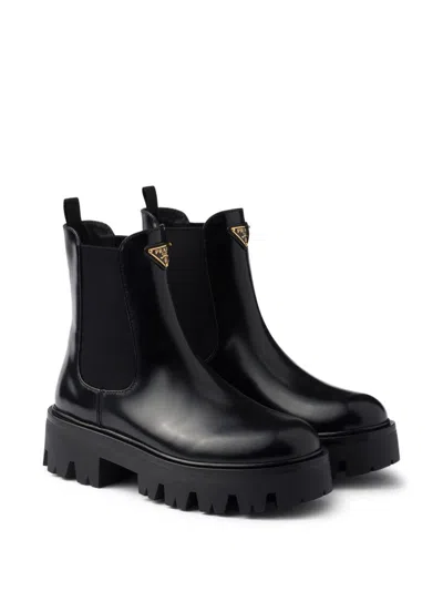 Prada Ankle Boots With Chunky Sole And Pull Tab In Black