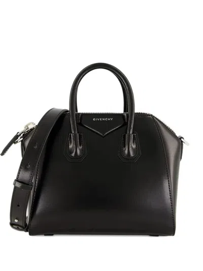 Givenchy Mini Antigona Box Leather Tote Bag With Two-way Carrying Option In Black
