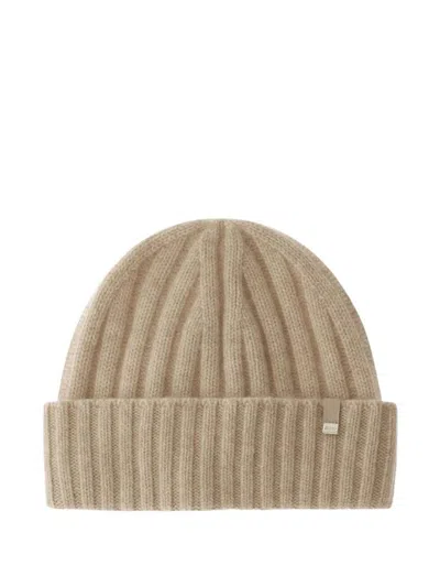 Herno Cashmere Ribbed Beanie Accessories In Brown