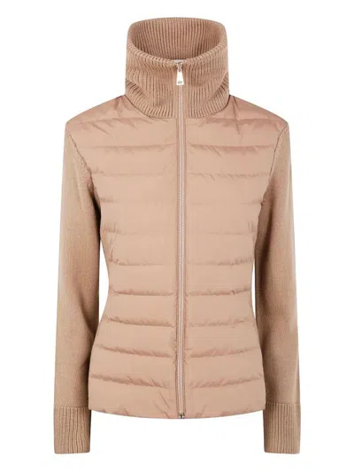 Moncler Padded Wool Zip-up Cardigan Clothing In Neutral