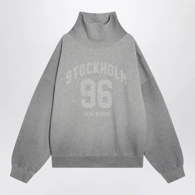 Acne Studios Grey Oversized Turtleneck Sweatshirt Women In Gray