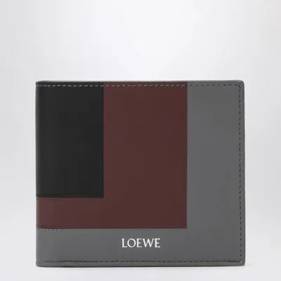 Loewe Calfskin Leather Panelled Bi-fold Wallet In Gray
