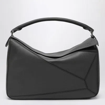 Loewe Large Puzzle Bag In Dark Grained In Gray
