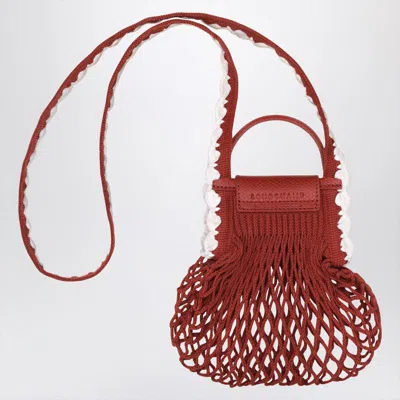 Longchamp Xs La Pliage Mesh Bag In Terracotta Colour In Orange