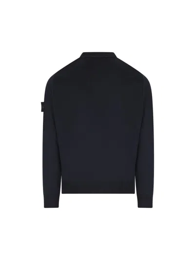 Stone Island Compass-badge Virgin-wool Sweater In Blue