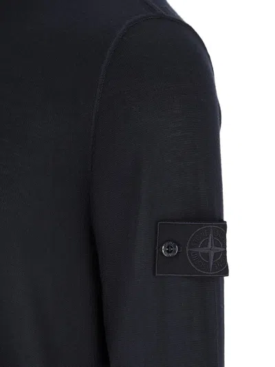 Stone Island Compass-badge Virgin-wool Sweater In Blue