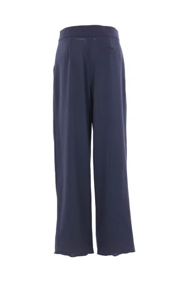 Giorgio Armani Women Blue Virgin Wool Two-pleats Trousers In Animal Print