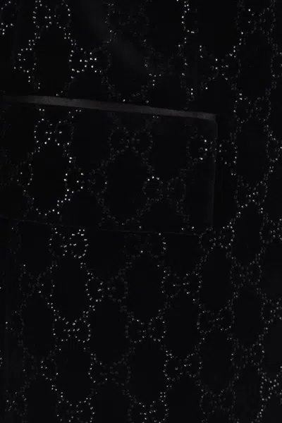 Gucci Double-breasted Velvet Coat Featuring Embroidery In Black