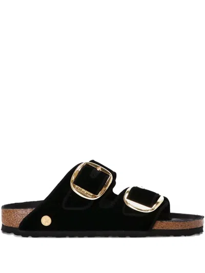 Birkenstock Arizona Big Buckle Piping Rivet Logo Sandals In Black
