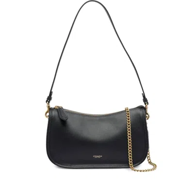 Coach Natural Grain Leather Waverly Bag Shoulder Bags Black In Black