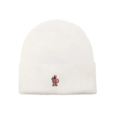 Moncler Relaxed Style Ribbed Texture Turn-up Brim Hat In White