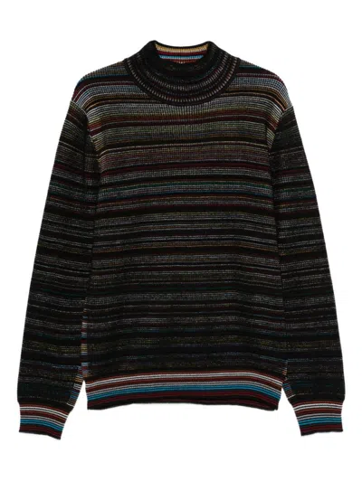 Paul Smith High-neck Striped Sweater In Multi