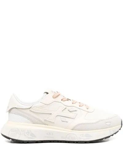 Premiata Low-top Sneakers With Zebra Print Detail In Neutral