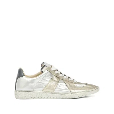 Maison Margiela Gold-tone Paneled Sneakers With Lace-up Fastening In Multi