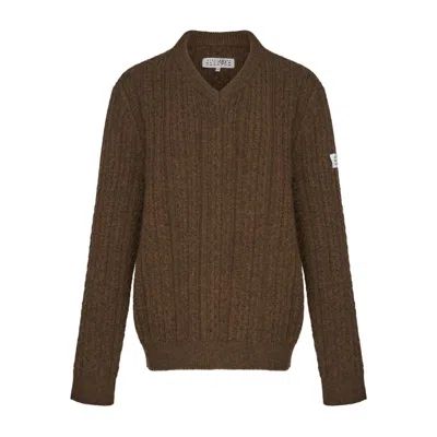 Mm6 Maison Margiela V-neck Ribbed Sweater In Multi