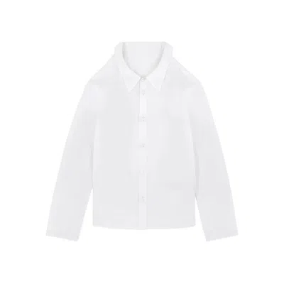 Mm6 Maison Margiela Boxy White Shirt With Avant-garde Extended Panel In Multi