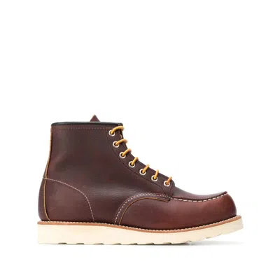 Red Wing Shoes Stylish Ankle Length Flat Sole Boots In Brown