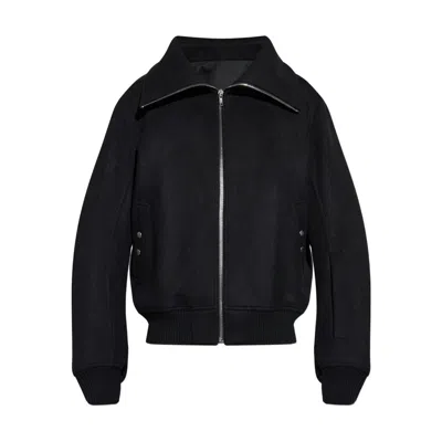 Rick Owens Structured Black Sports Jacket With Ribbed Details And Matte Finish In Gray