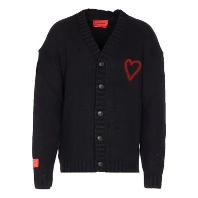 Vision Of Super Heart-embroidered Button Cardigan In Multi