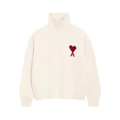 Ami Alexandre Mattiussi Ami Paris Turtleneck Sweater Ami De Coeur White Men In Neutral