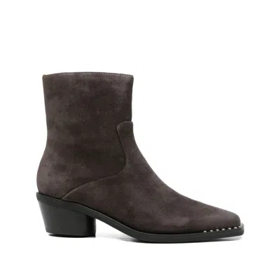 Ash Woman Ankle Boots Charcoal Size 10 Leather In Multi
