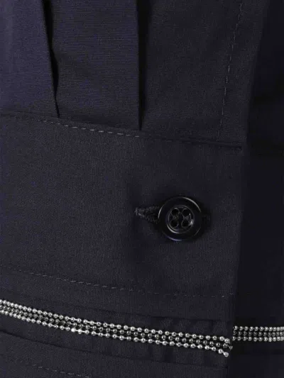 Peserico Embellished-cuff Cropped-hem Shirt In Blue