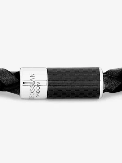 Tateossian Leather Carbon Pop Braided Bracelet In Black