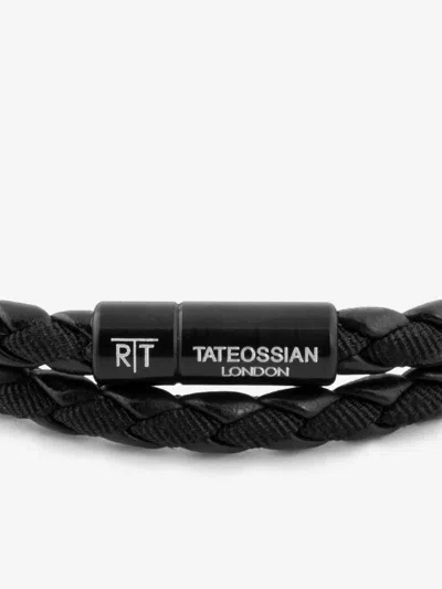 Tateossian Chelsea Leather Bracelet In Black