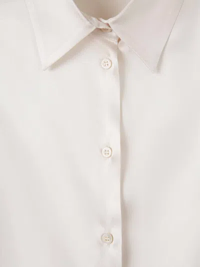 Peserico Long Sleeve Collared Silk Shirt In Neutral