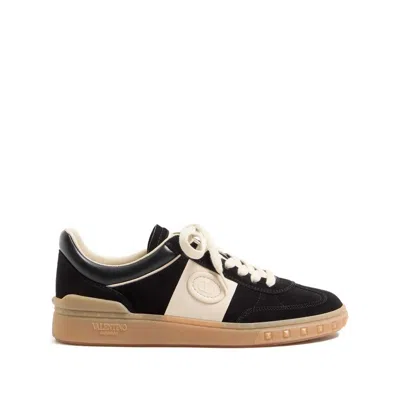 Valentino Lace-up Footwear Featuring Contrast Panel In Black
