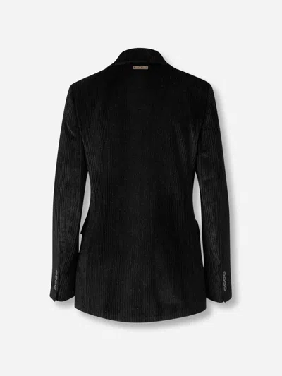 Peserico Collared Long-sleeved Suit Jacket In Black