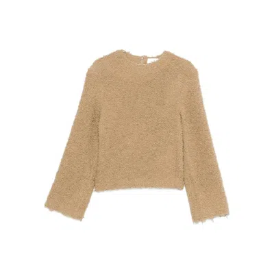 Séfr Frayed-edge Crew-neck Sweater In Brown