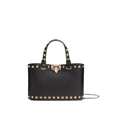 Valentino Rockstud Mini Tote Bag With Chain Strap In Black