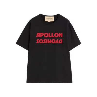 Valentino Cotton T-shirt Wuth Apollon Dyonisos Graphic Print In Black