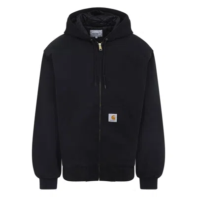 Carhartt Organic Cotton Hooded Blazer Kangaroo Pockets In Black