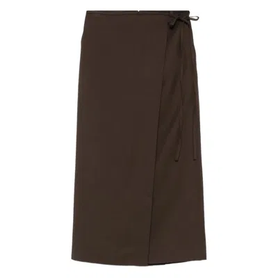 Dunst Wrap Tie-fastening Skirt In Brown