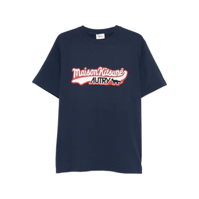 Maison Kitsune X Autry T-shirts In Blue